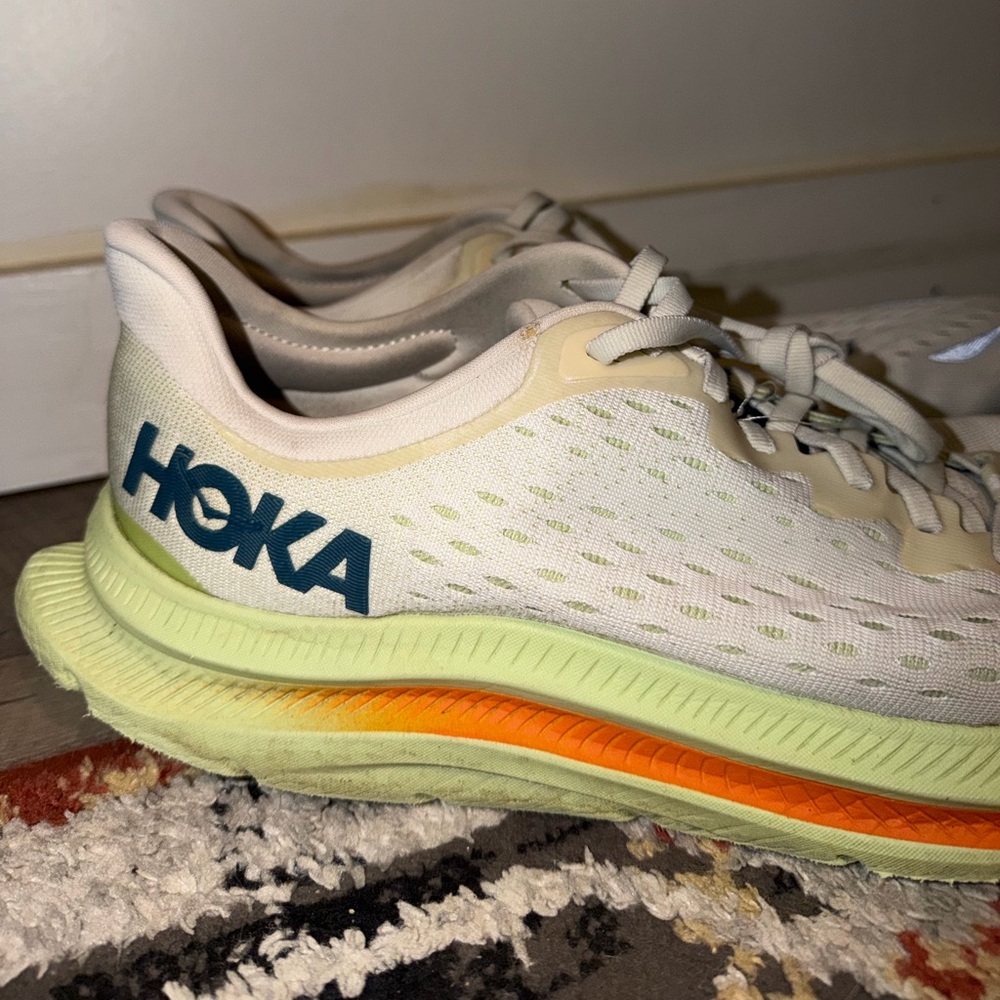 Men Hoka Athletic Shoes in Cream and Orange
